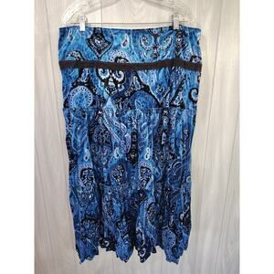 Womens Skirt Sz L Blue Print Pull On Boho Hippie Whimsigoth Whimsical Fairy Art